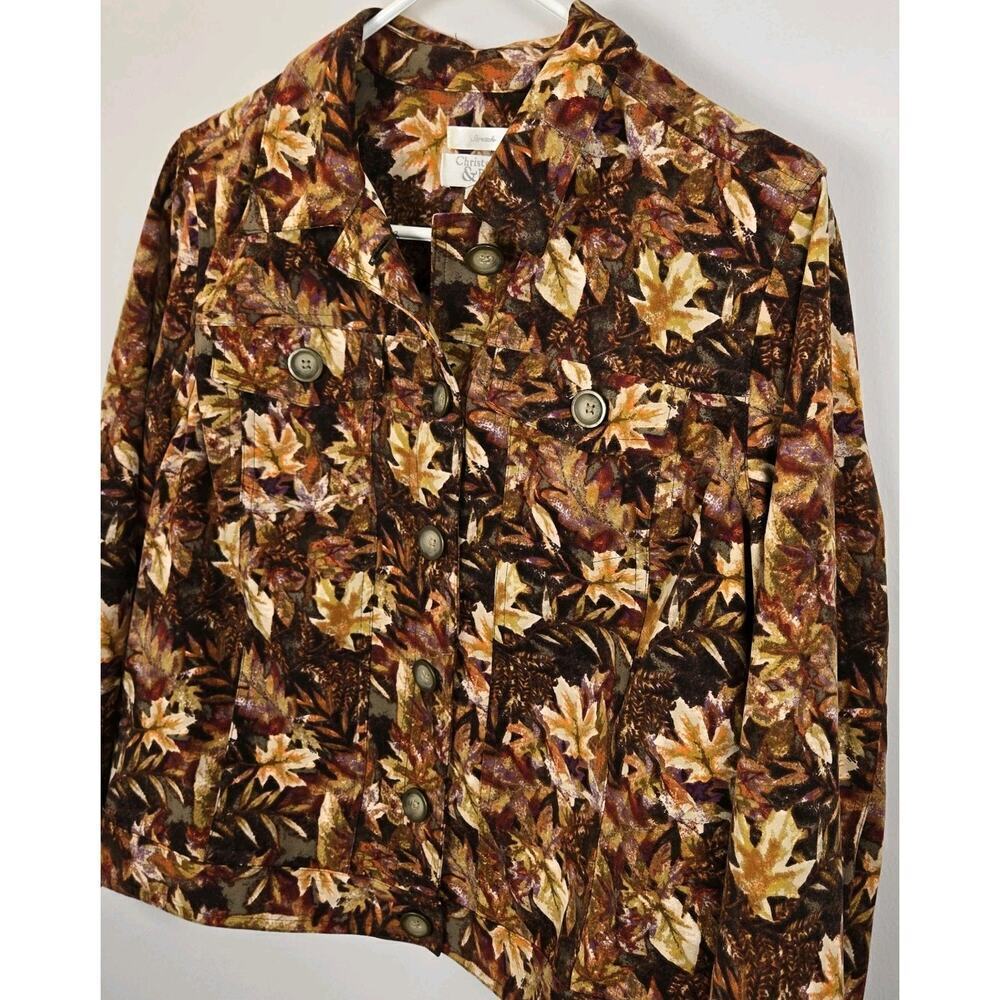 CHRISTOPHER BANKS P M Faux Suede JEAN JACKET Stretch Brown Orange AUTUMN LEAVES